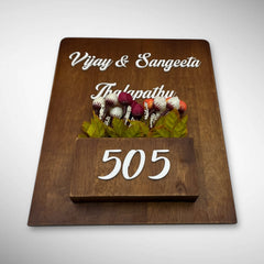 Rubber Wood Brown Polish Planter Nameplate | Thalapathy