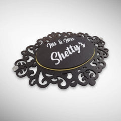 Wooden Base Stone Textured Handcraft Nameplate | Shetty