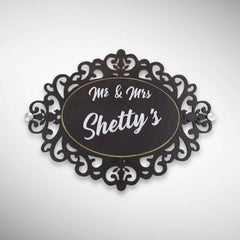 Wooden Base Stone Textured Handcraft Nameplate | Shetty