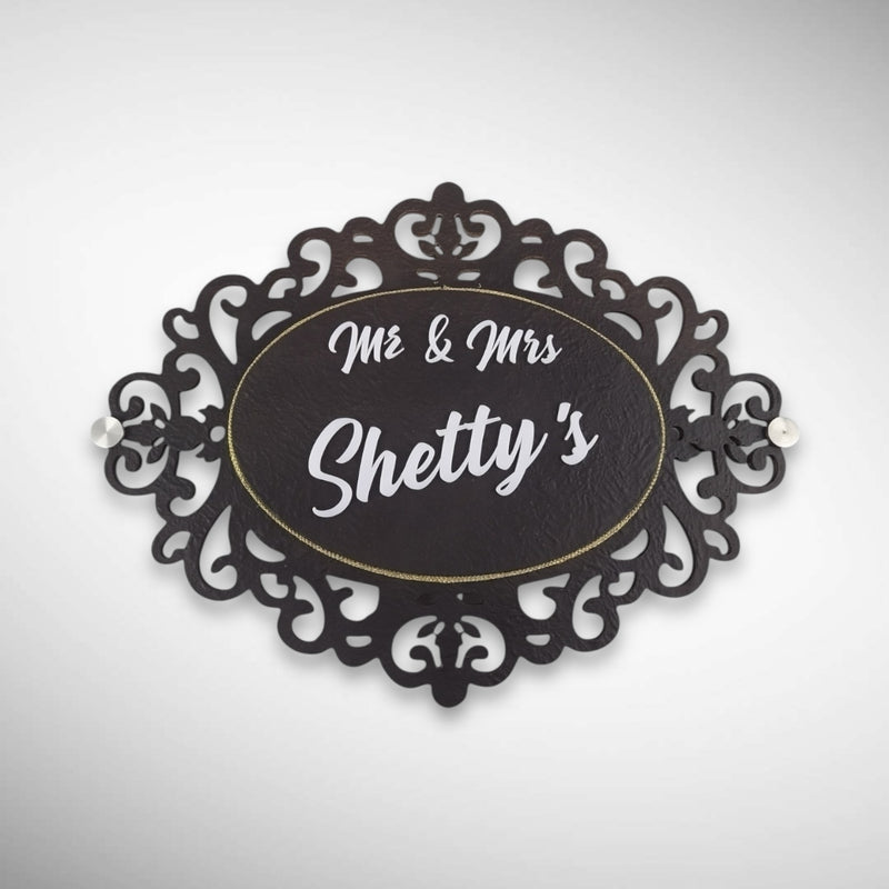 Wooden Base Stone Textured Handcraft Nameplate | Shetty