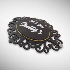 Wooden Base Stone Textured Handcraft Nameplate | Shetty