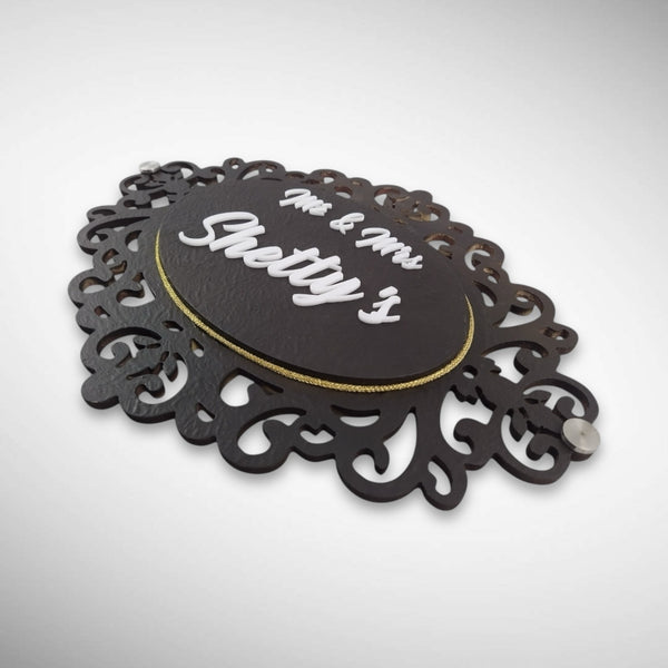 Wooden Base Stone Textured Handcraft Nameplate | Shetty