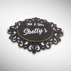 Wooden Base Stone Textured Handcraft Nameplate | Shetty