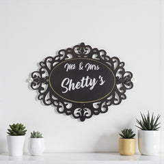 Wooden Base Stone Textured Handcraft Nameplate | Shetty