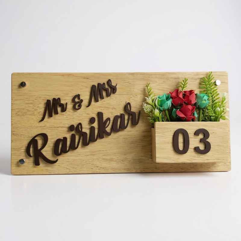 Gloss polished Wooden Planter Nameplate | Rairikar