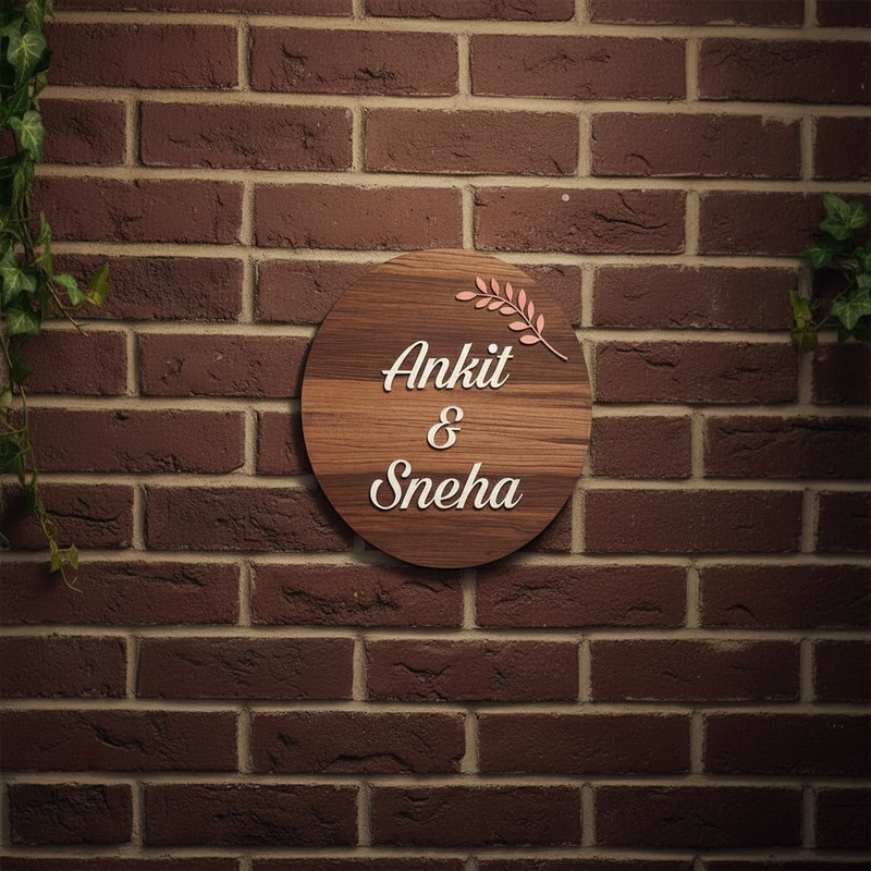 Minimalistic Wooden Finish ACP Nameplate