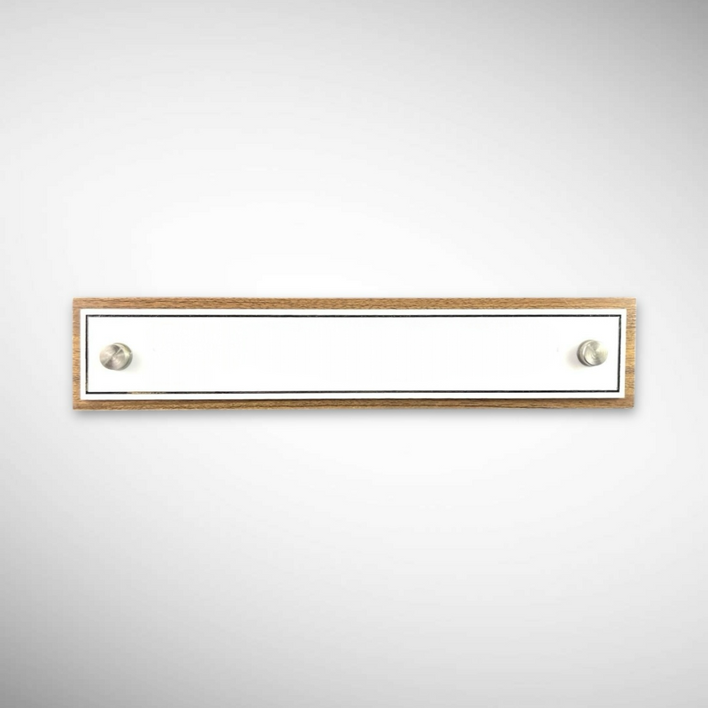 A clean, professional Desk nameplate Wooden ACP Base |  Dr. Vasudev Goel
