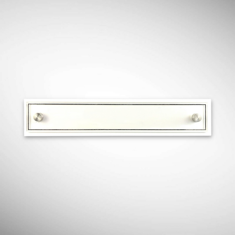 A clean, professional Desk nameplate White Base Acrylic | Dr. Gagandeep Singh