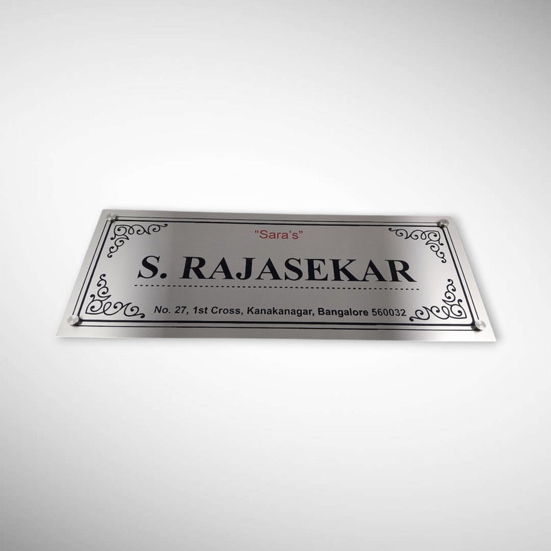 Stainless Steel Engraving Nameplate with Duco Paint | R SHRIDHARAN