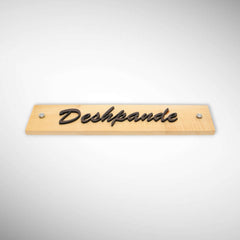 Designer Deshpande Wooden Name Plate | Natural Wood Finish