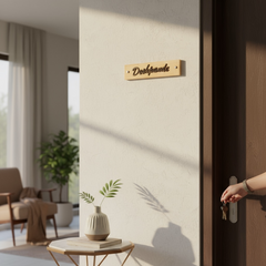 Designer Deshpande Wooden Name Plate | Natural Wood Finish