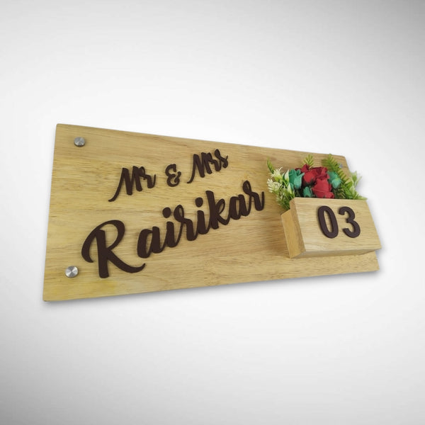 Gloss polished Wooden Planter Nameplate | Rairikar