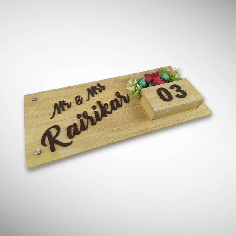 Gloss polished Wooden Planter Nameplate | Rairikar