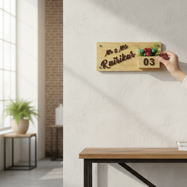 Gloss polished Wooden Planter Nameplate | Rairikar