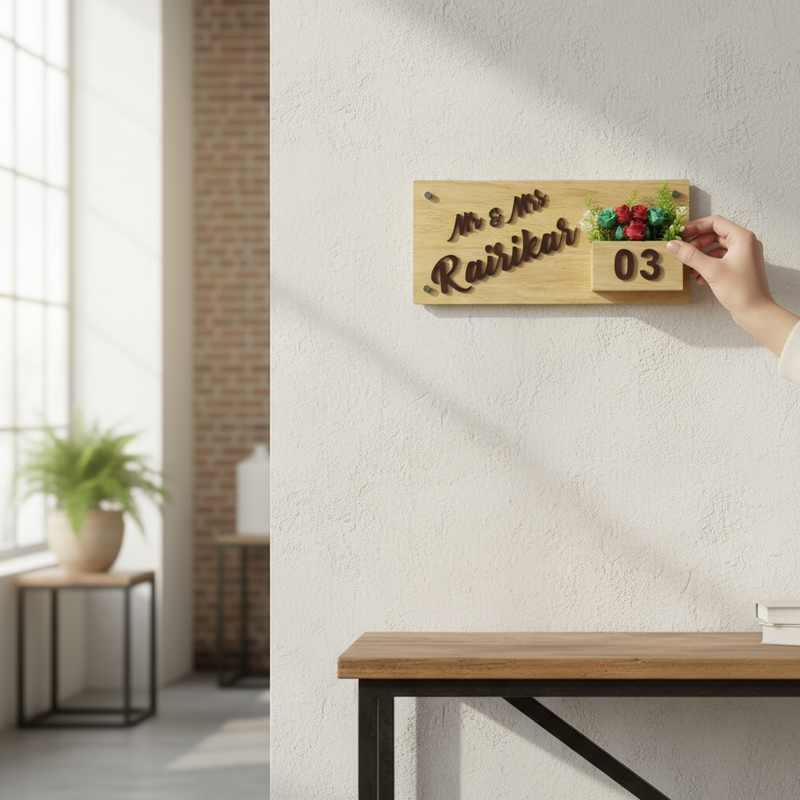 Gloss polished Wooden Planter Nameplate | Rairikar