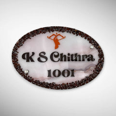 Stone decorated Acrylic Resin Nameplate | K S CHITRA