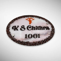 Stone decorated Acrylic Resin Nameplate | K S CHITRA