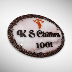 Stone decorated Acrylic Resin Nameplate | K S CHITRA