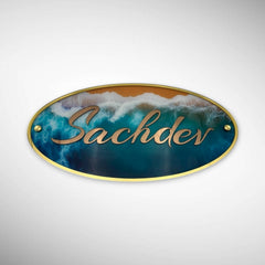 Teal Blue Resin Nameplate | SACHDEV
