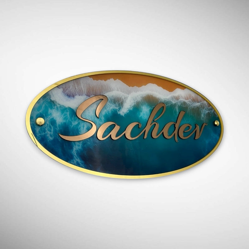 Teal Blue Resin Nameplate | SACHDEV