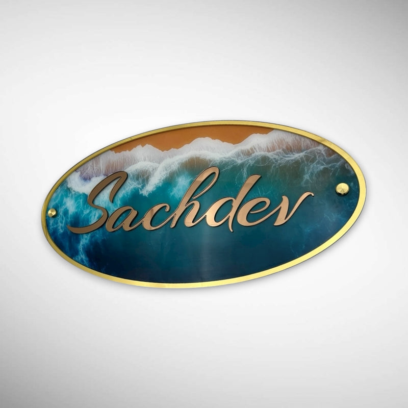 Teal Blue Resin Nameplate | SACHDEV
