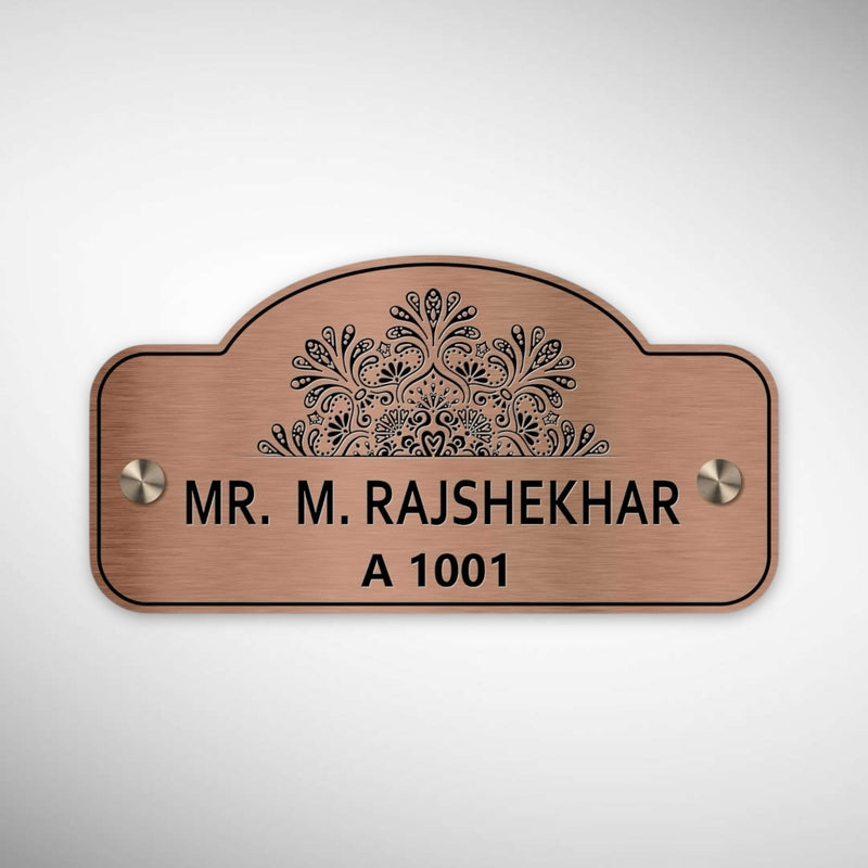 Copper SS Engraving Nameplate with Duco Colored Letters | M RAJSHEKHAR