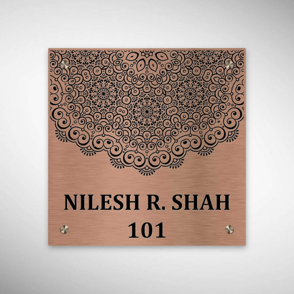 Copper SS Engraving Nameplate with Duco Colored Letters | NILESH SHAH