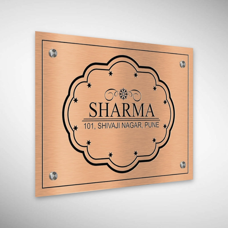Copper SS Engraving Nameplate with Duco Colored Letters | SHARMA
