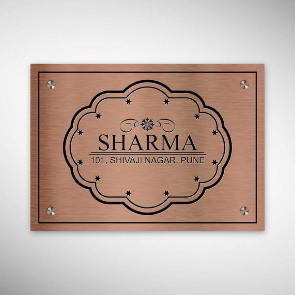 Copper SS Engraving Nameplate with Duco Colored Letters | SHARMA