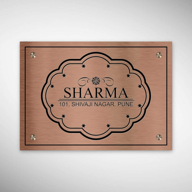 Copper SS Engraving Nameplate with Duco Colored Letters | SHARMA