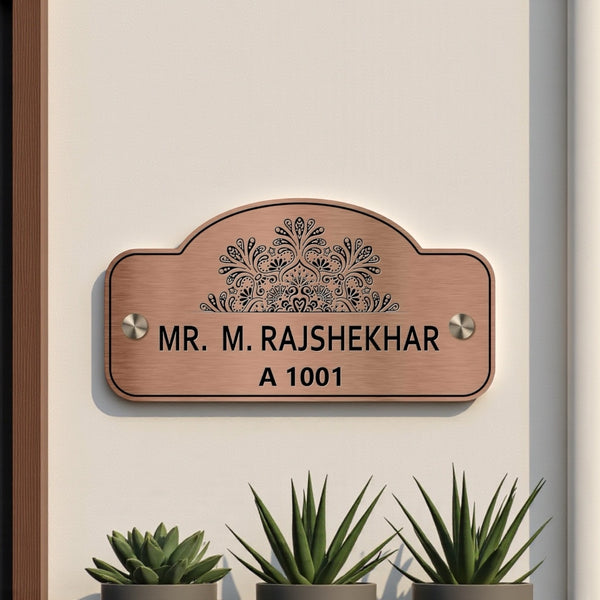 Copper SS Engraving Nameplate with Duco Colored Letters | M RAJSHEKHAR