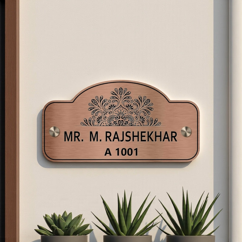 Copper SS Engraving Nameplate with Duco Colored Letters | M RAJSHEKHAR
