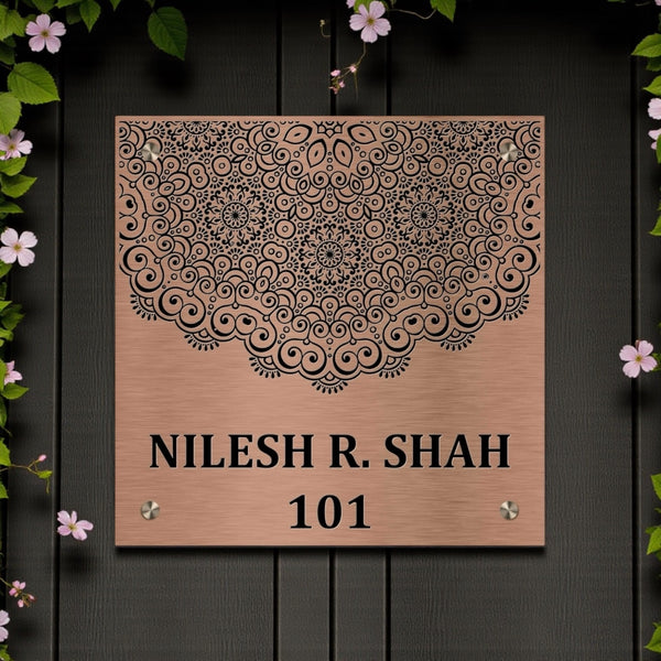 Copper SS Engraving Nameplate with Duco Colored Letters | NILESH SHAH