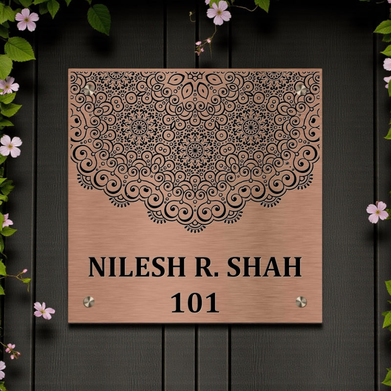 Copper SS Engraving Nameplate with Duco Colored Letters | NILESH SHAH