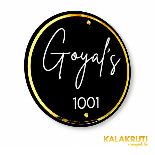 KKAA0008 Goyal's 1001 acrylic nameplate — left angle, corrected original thin material profile