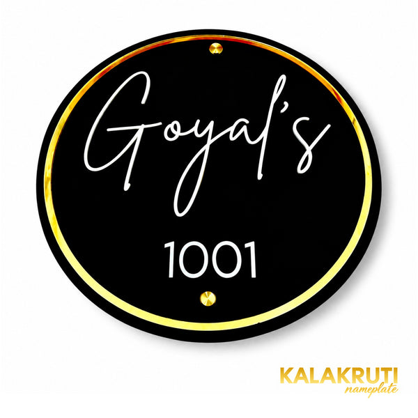 KKAA0008 Goyal's 1001 acrylic nameplate — elevated angle, corrected original thin material profile