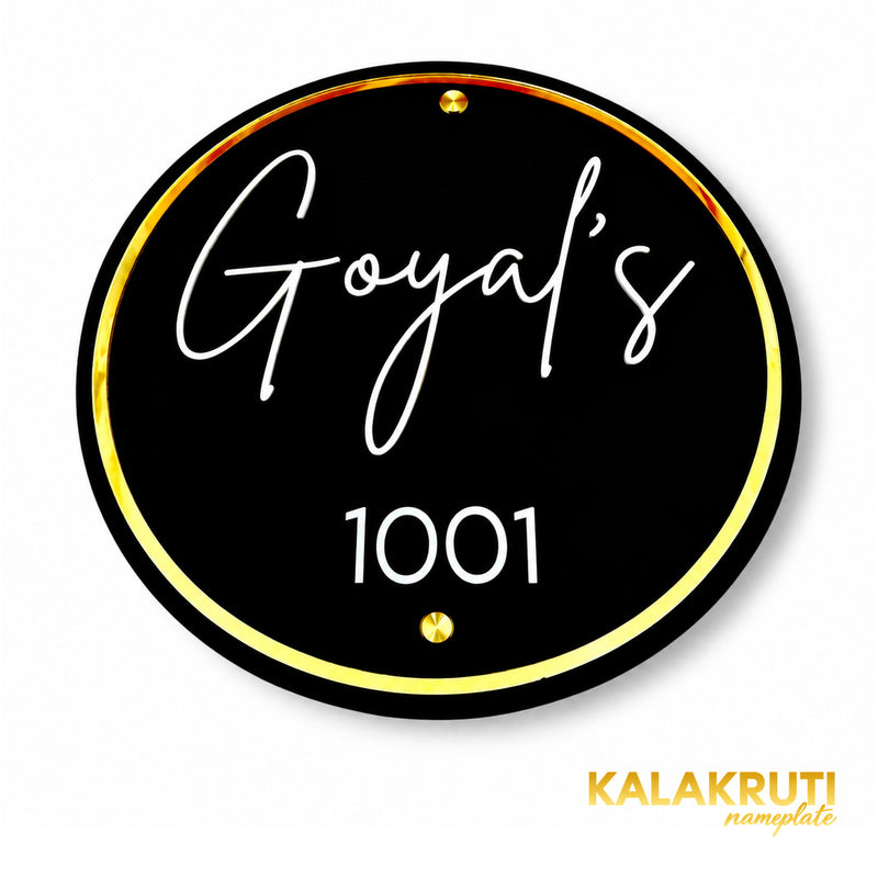 KKAA0008 Goyal's 1001 acrylic nameplate — elevated angle, corrected original thin material profile