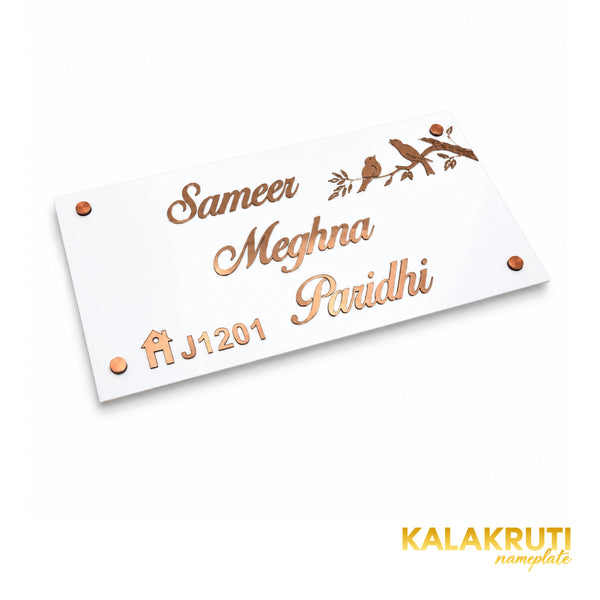 Elegant Bird & Floral Nameplate — KKAA0047 — additional angle