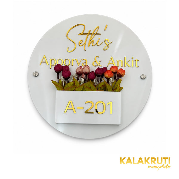 Elegant Floral Planter Nameplate — KKAA0049 — additional angle