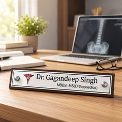 Dr. Neharika Goel desk nameplate, table