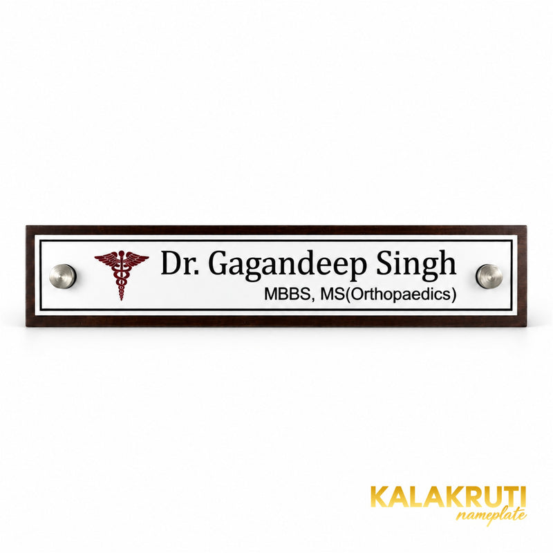 Dr. Neharika Goel desk nameplate, front