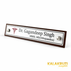 Dr. Neharika Goel desk nameplate, right angle