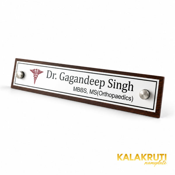 Dr. Neharika Goel desk nameplate, right angle