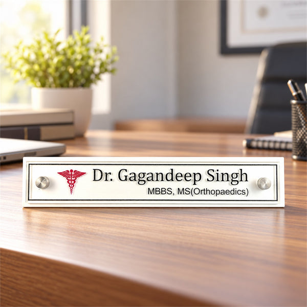 Dr. Gagandeep Singh desk nameplate, table