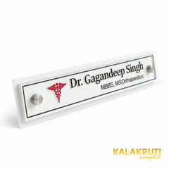 Dr. Gagandeep Singh desk nameplate, left angle