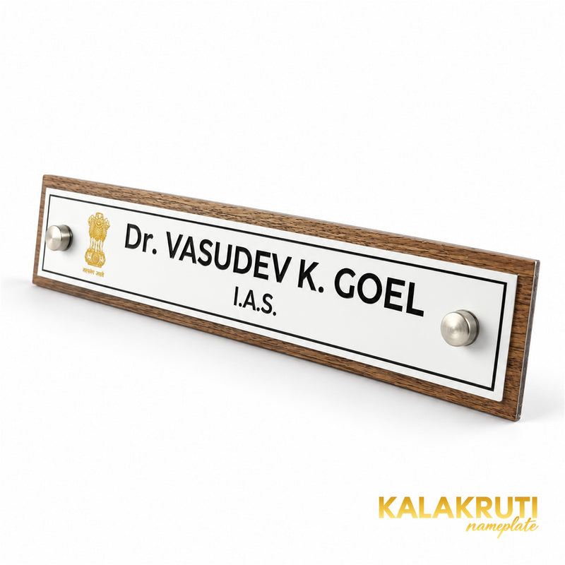 Dr. Vasudev K. Goel desk nameplate, right angle