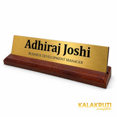 Adhiraj Joshi desk nameplate, right angle