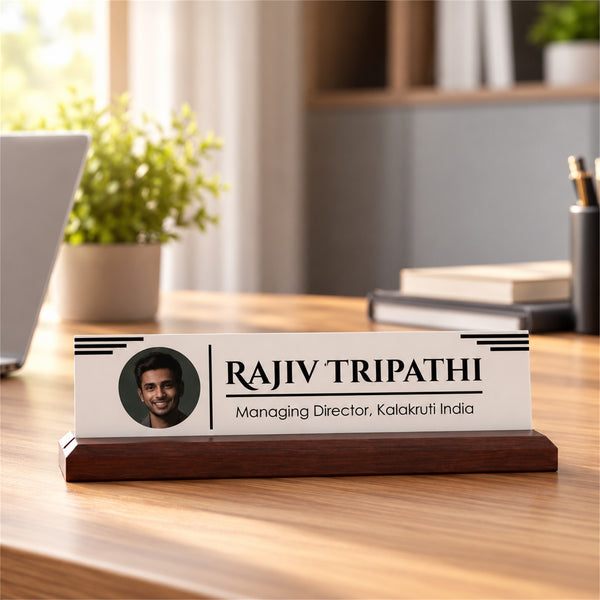 Rajiv Tripathi desk nameplate, table