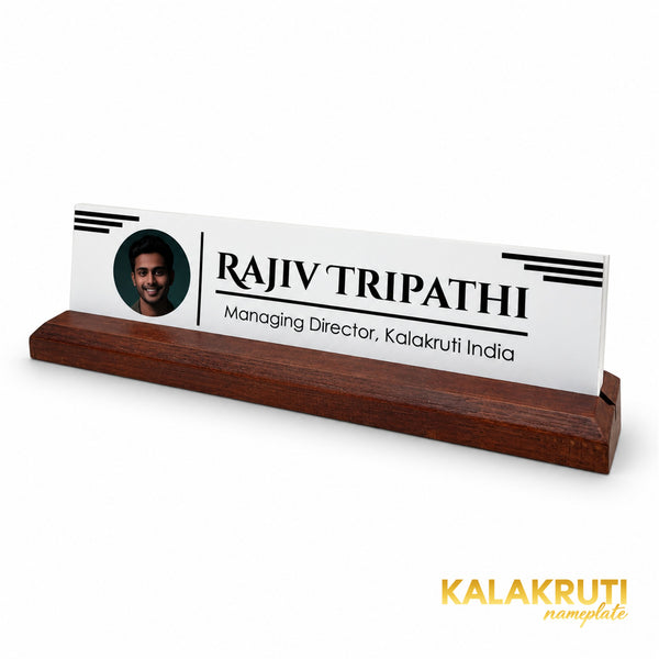Rajiv Tripathi desk nameplate, right angle
