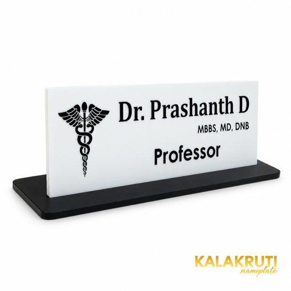 Dr. Prashanth D desk nameplate, left angle